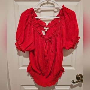 Cute, bright red, short sleeve top